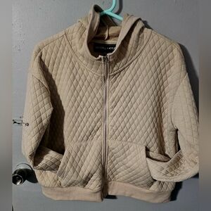 Womens Kendall & Kylie quilted beige zip up jacket size XL